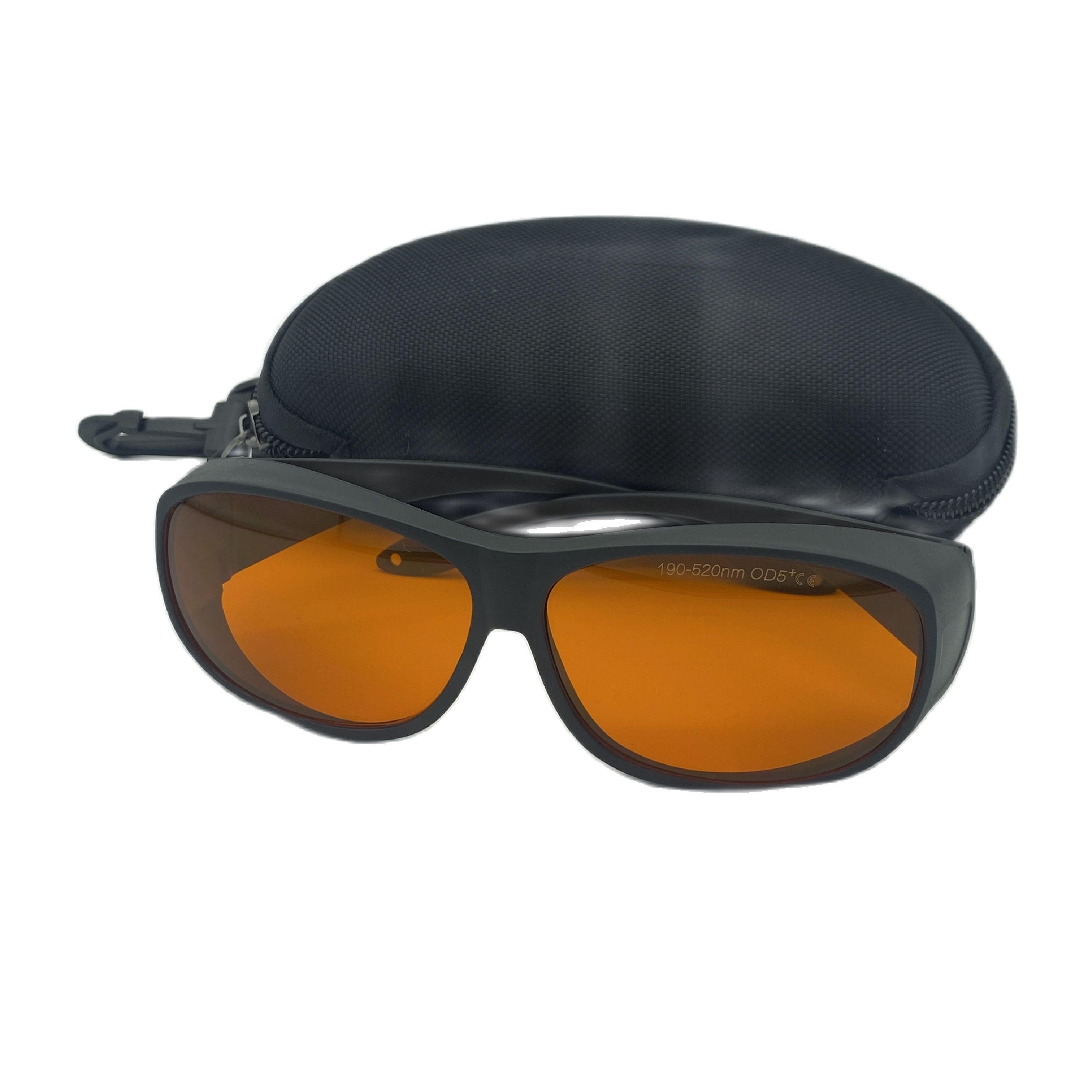 O.D 5+ 366 355 412 405 445 450 457 473 515nm Laser Safety Glasses with Black Case and Fabric Cloth